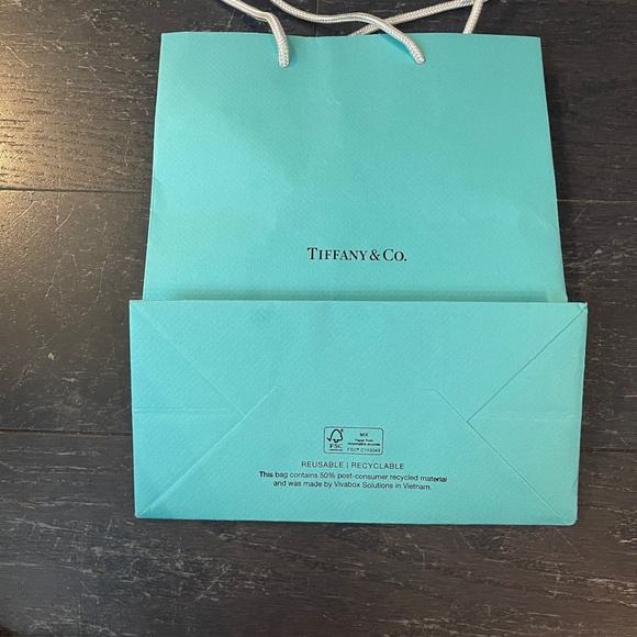 Tiffany&Co. blue white empty shopping bag tote storage decoration with 2 ribbons - Picture 4 of 4